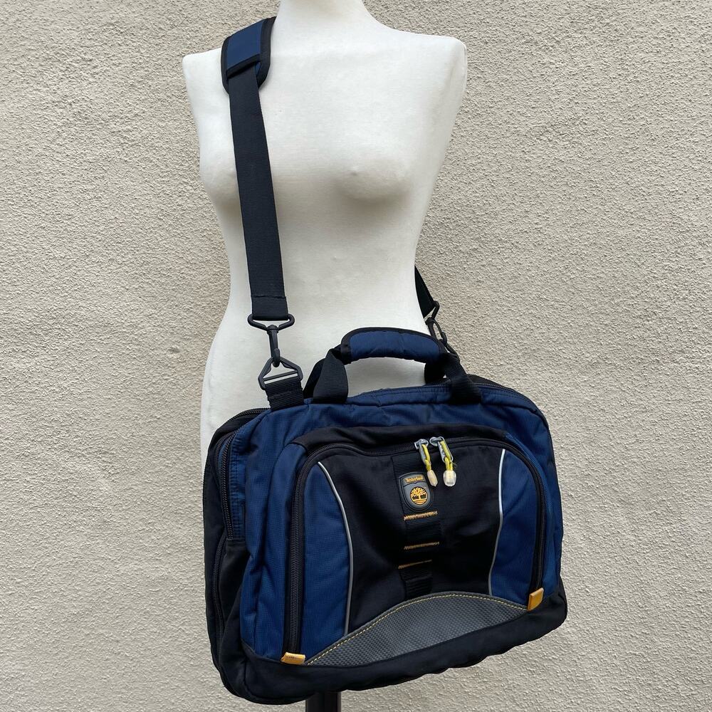 Timberland Blue Yellow Expandable Messenger Style Laptop Bag
